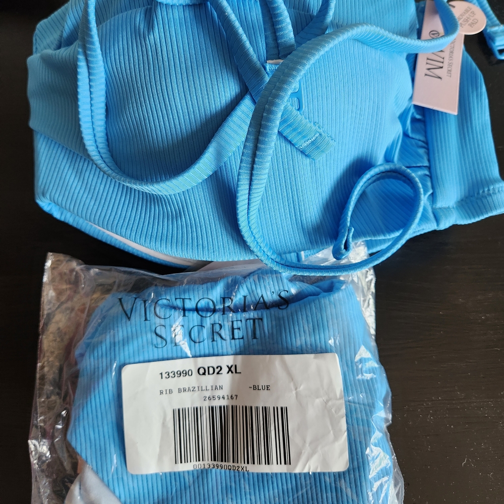 Victoria's Secret Blue Ribbed Bikini Set